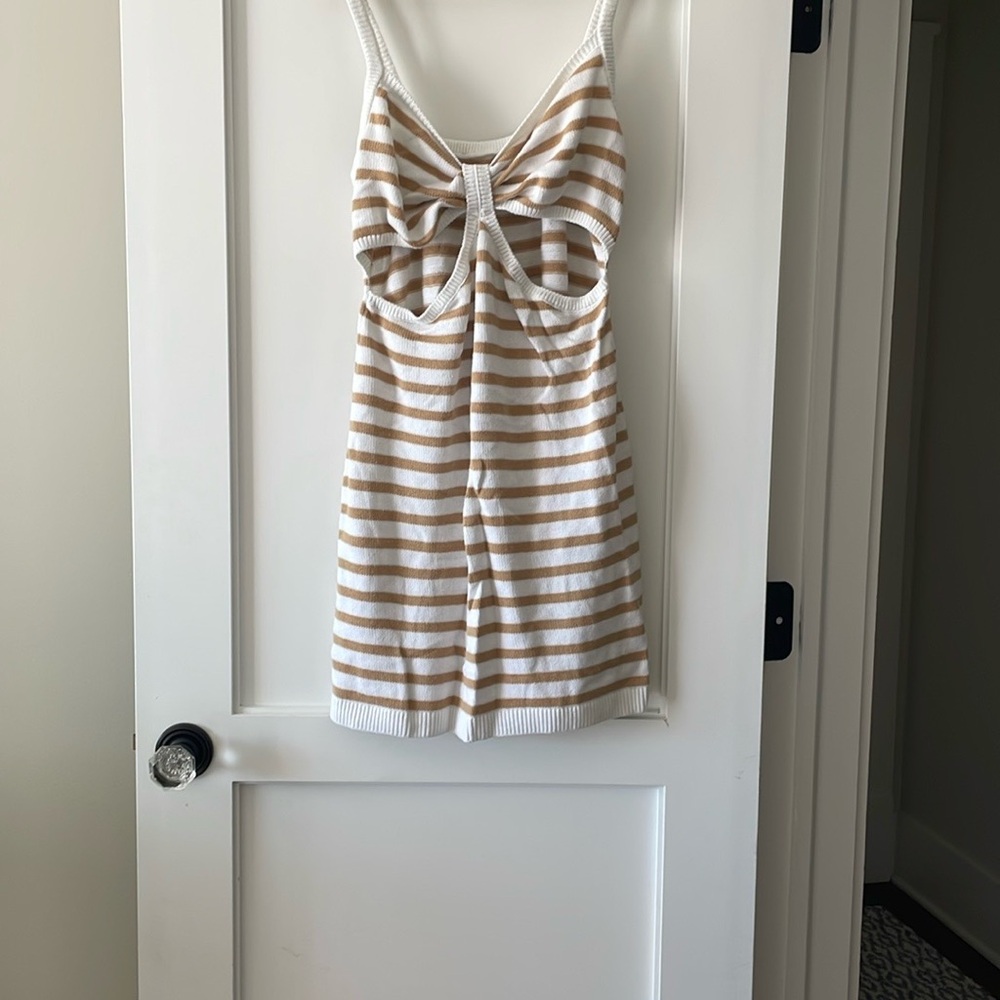 Striped Knit Dress with Bow Detail